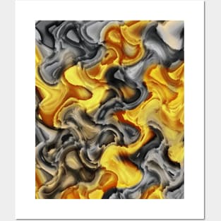 Yellow And Grey Abstract Art Posters and Art